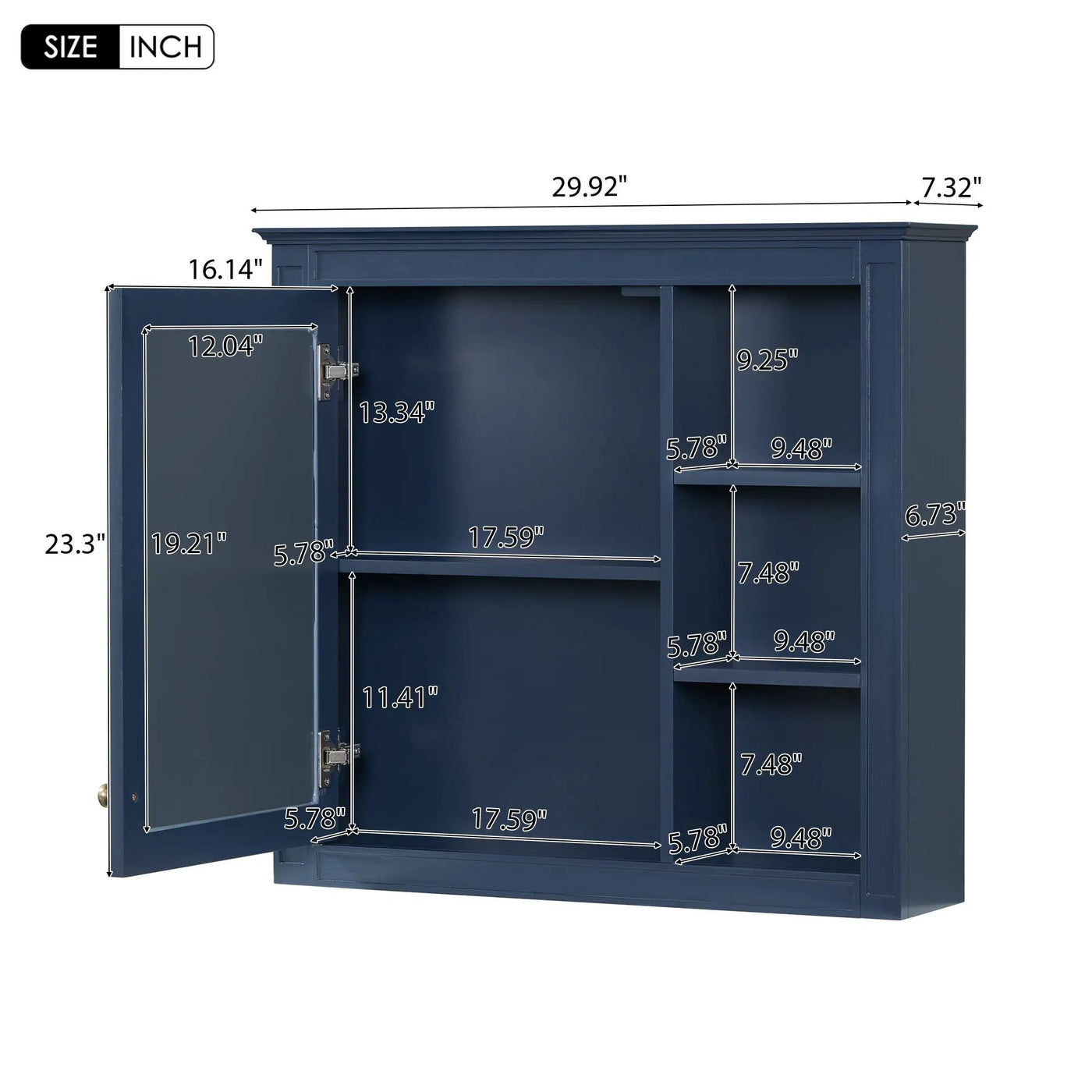 Wall Mounted Medicine Cabinet With Mirror and 3 Open Shelves by HouseOfZazla