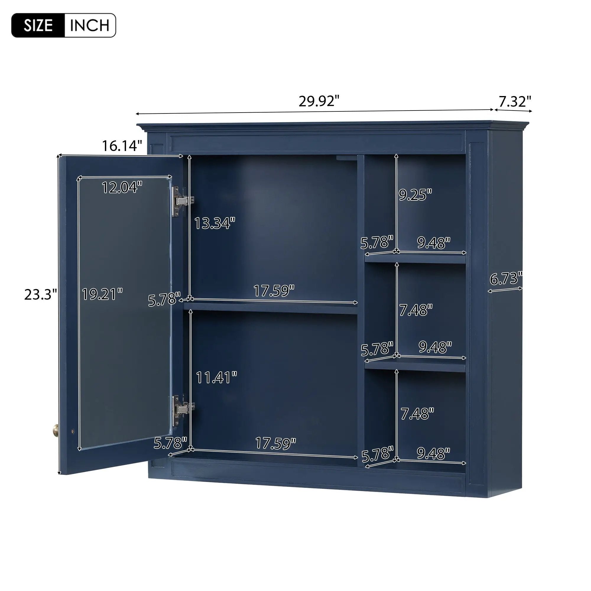 Wall Mounted Medicine Cabinet With Mirror and 3 Open Shelves by HouseOfZazla