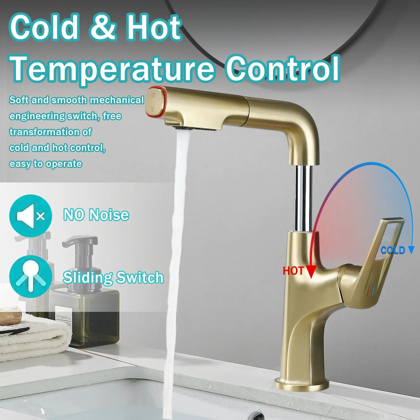 Pull Down Vessel Faucet With Lift Spout & Dual Spray Modes by HouseOfZazla