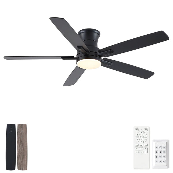 Mordern Flush Mount Ceiling Fan With Light And Remote Control