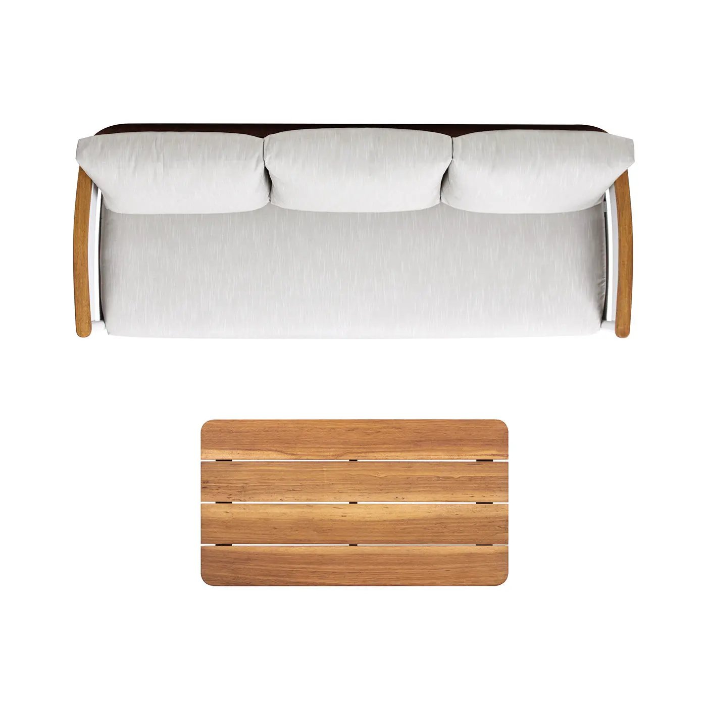 Rhodes 2pc Teak & Aluminum Outdoor Sofa and Coffee Table Set by HouseOfZazla