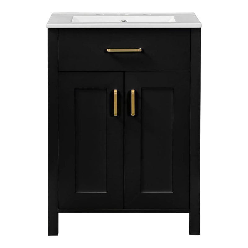 Bathroom Vanity Combo With Ceramic Sink, Luxurious Space-Saving Vanity, 2 Soft Close Doors by Unique Piece Furniture
