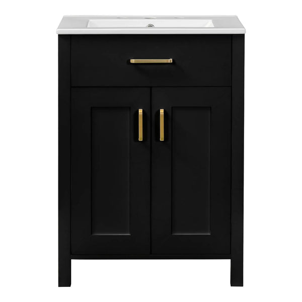 Bathroom Vanity Combo With Ceramic Sink, Luxurious Space-Saving Vanity, 2 Soft Close Doors