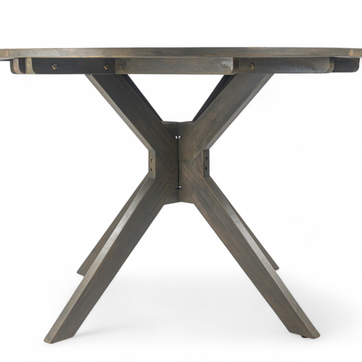 Stanford Outdoor Round Acacia Wood Dining Table with X Base, photo 10 of 10