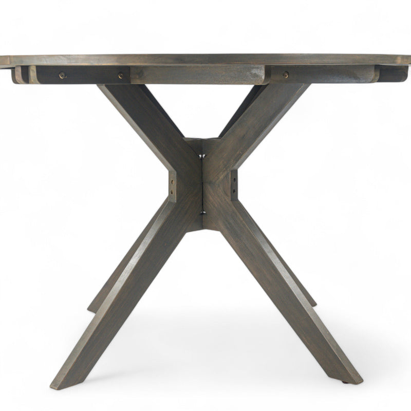 Stanford Outdoor Round Acacia Wood Dining Table with X Base, photo 10 of 10
