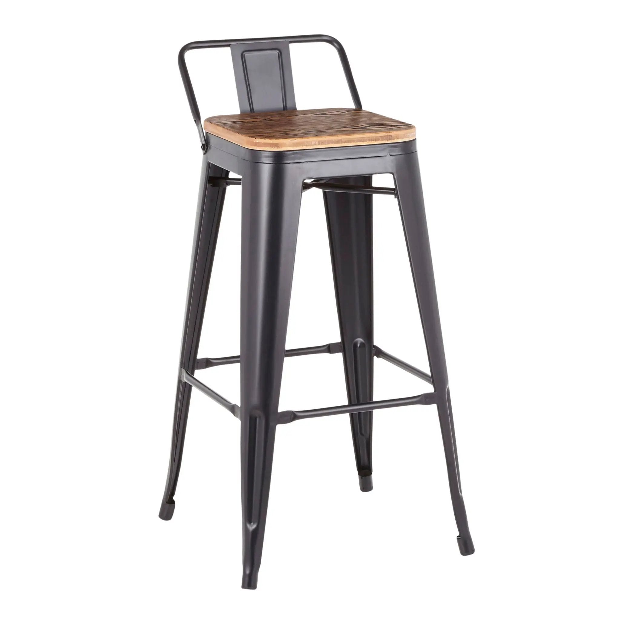 Oregon - Industrial Low Back Barstool (Set of 2) - Black by Unique Piece Furniture