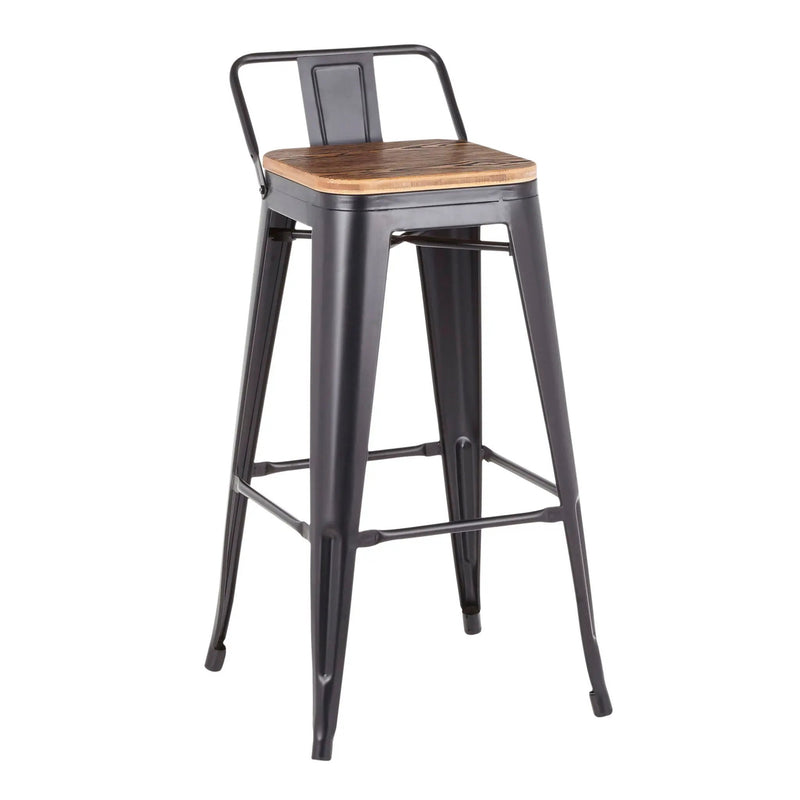 Oregon - Industrial Low Back Barstool (Set of 2) - Black by Unique Piece Furniture