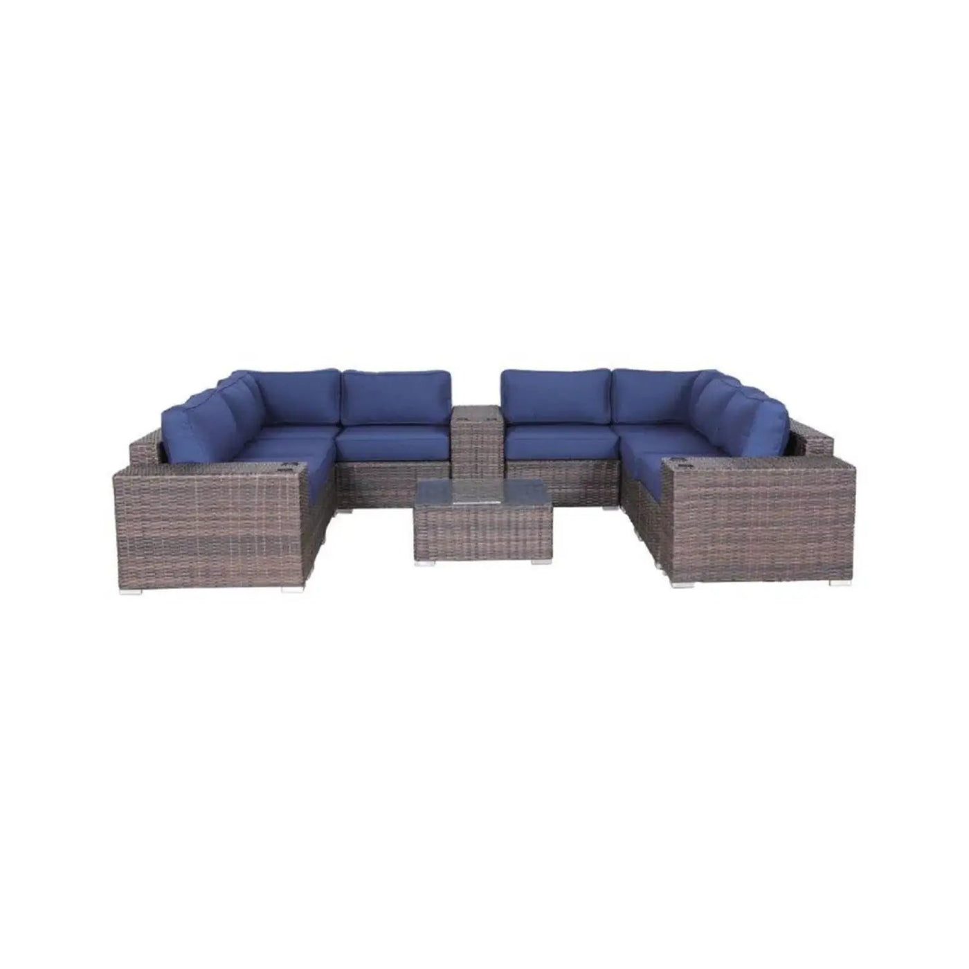 Modern Patio Rattan Sectional Set With Cushions by HouseOfZazla