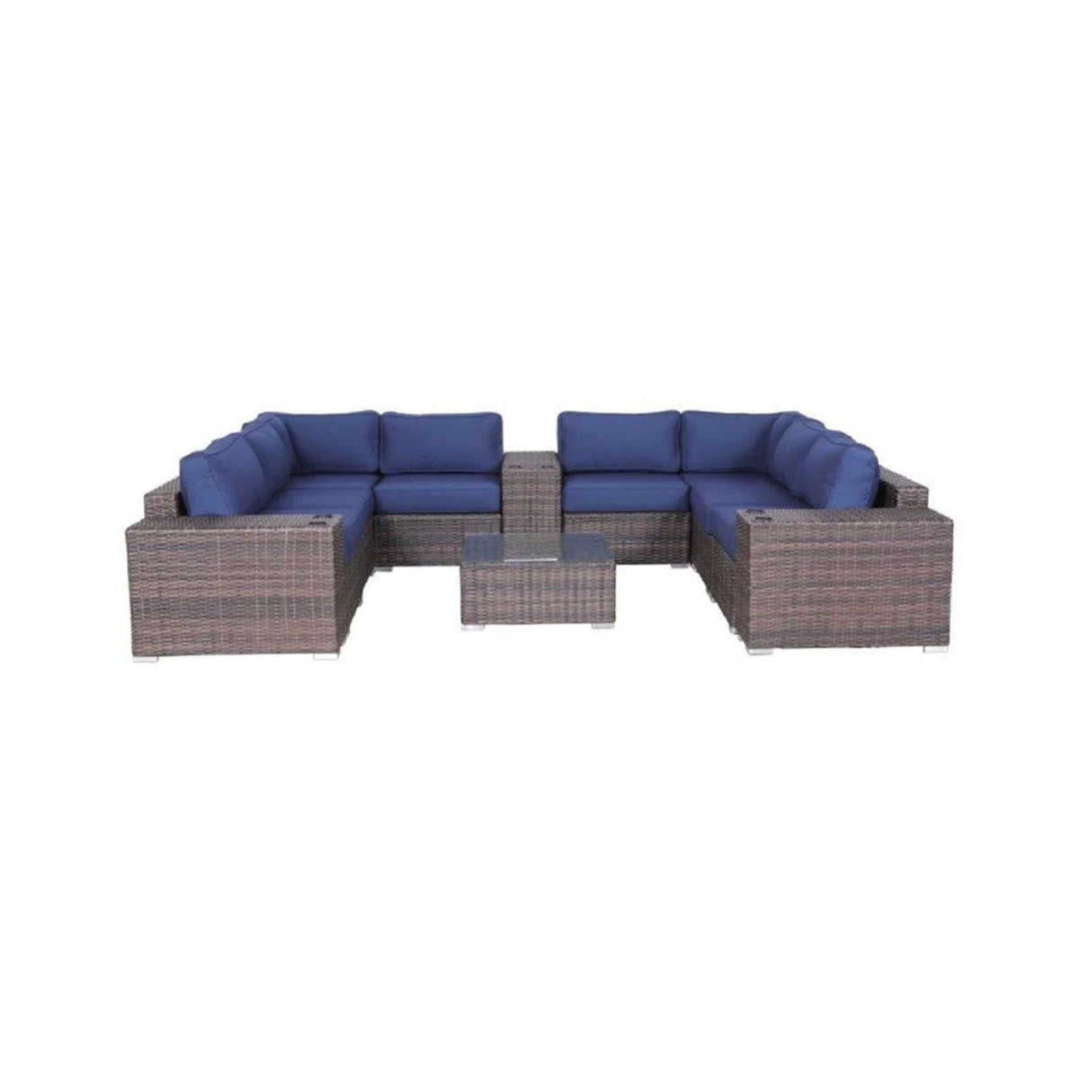 Modern Patio Rattan Sectional Set with Cushions - Multiple Set Options, photo 3 of 40