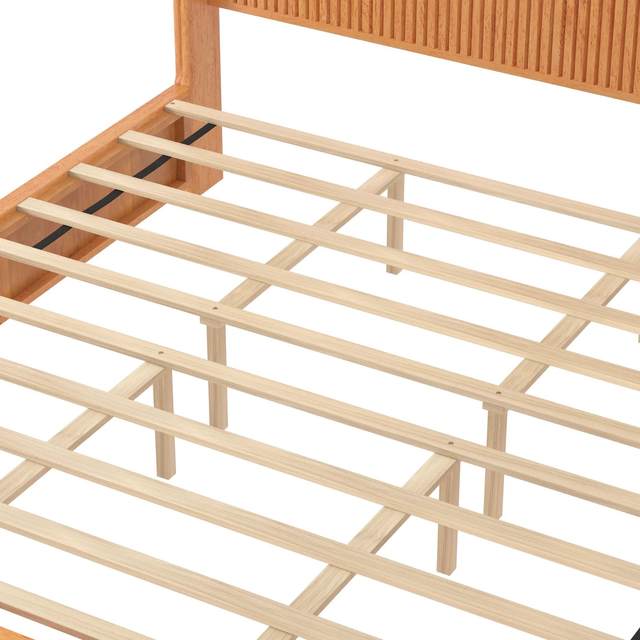 Solid Wood Platform Bed Frame with Headboard, King Size by HouseOfZazla