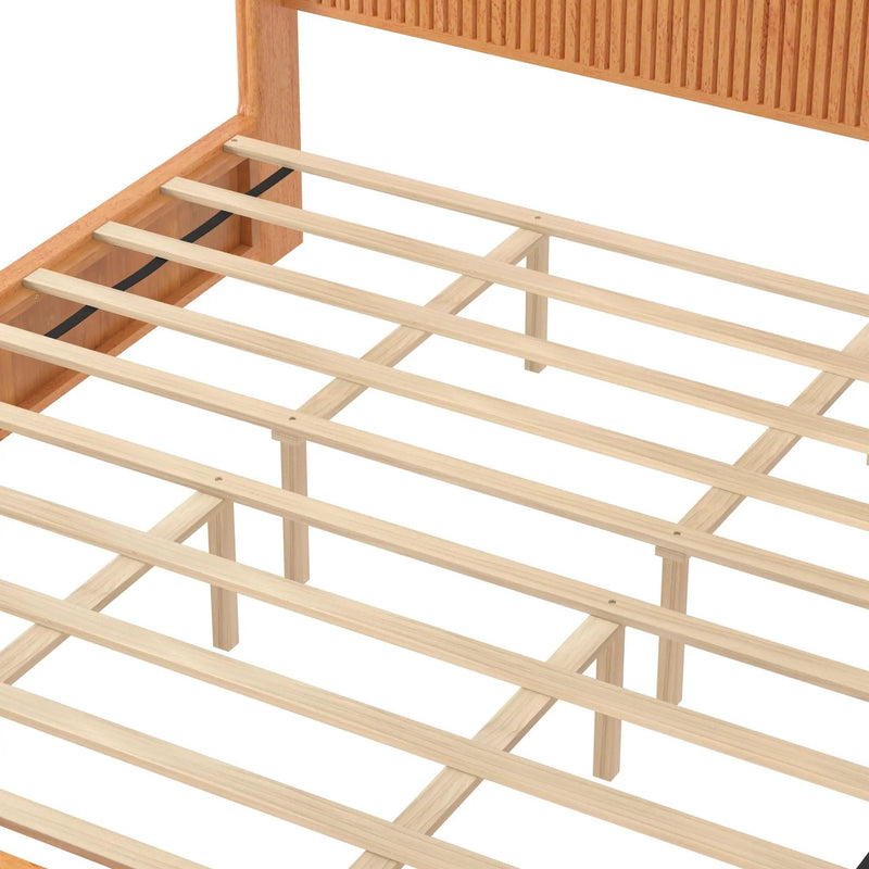 Solid Wood Platform Bed Frame with Headboard, King Size by HouseOfZazla