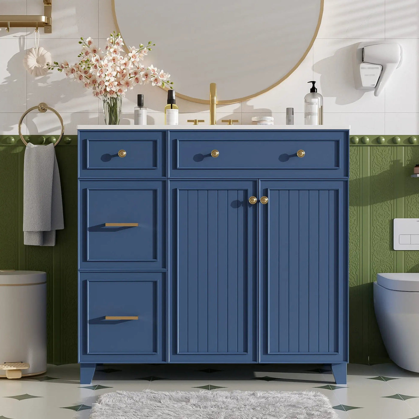 Bathroom Vanity With Sink, Soft Close Doors, Adjustable Shelves by HouseOfZazla