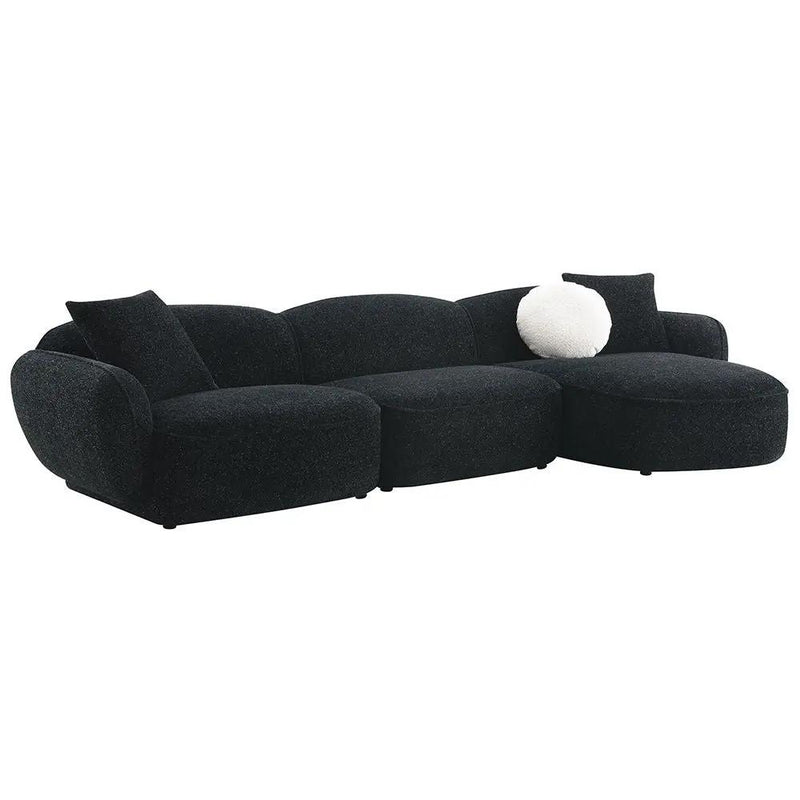 Lucifer - Sectional Sofa With 3 Pillows - Black Shimmer Chenille by Unique Piece Furniture
