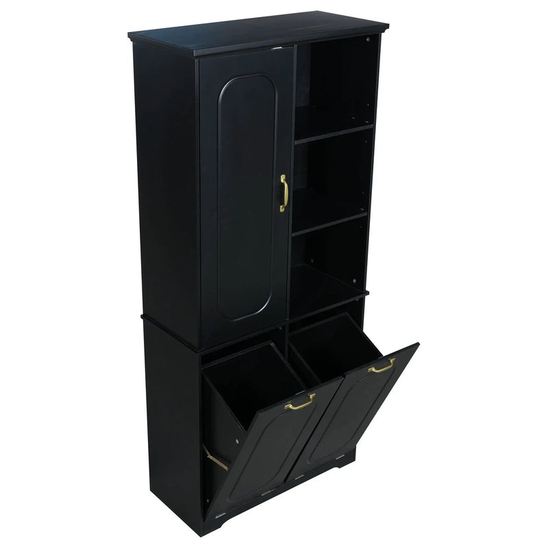 Freestanding Tall Storage Cabinet With 2 Tilt-Out Hampers by HouseOfZazla