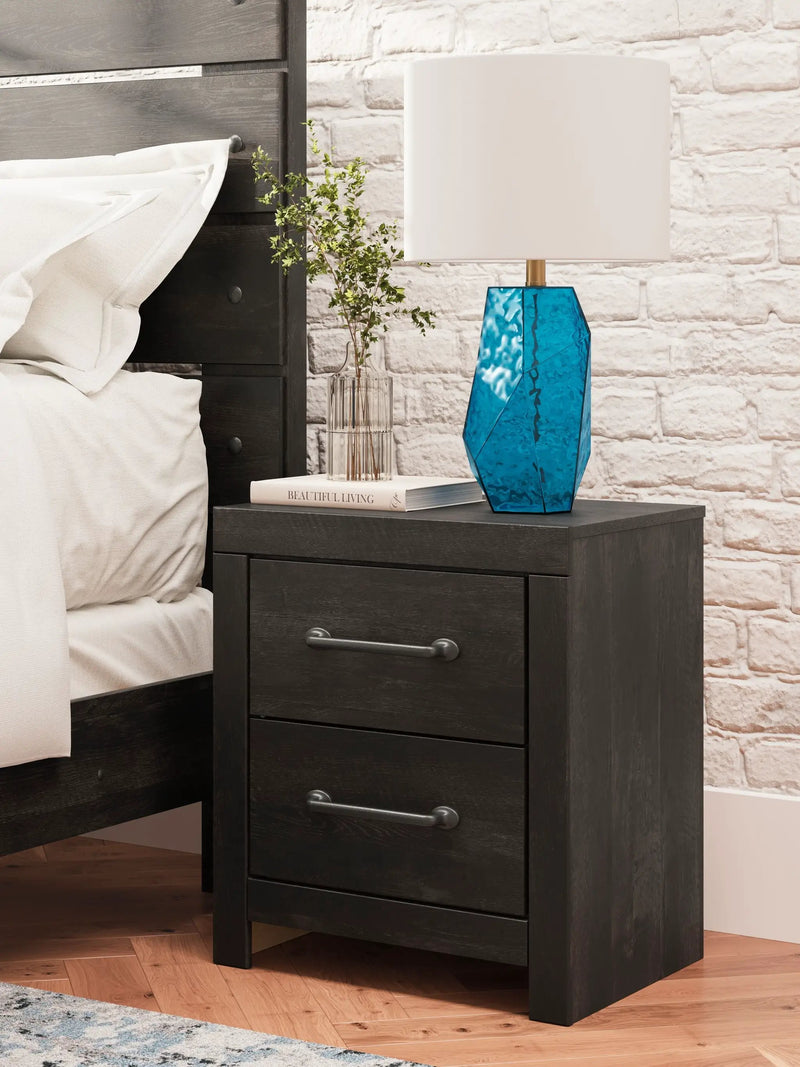 Hollivern - Two Drawer Night Stand - Dark Gray by Unique Piece Furniture
