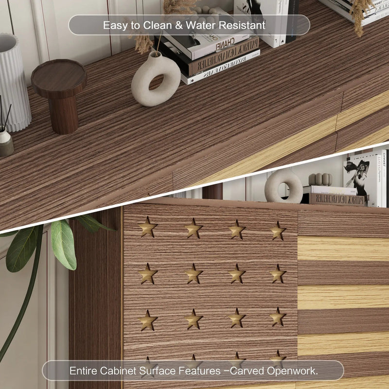55-Inch Hand-Carved Buffet Sideboard Cabinet by HouseOfZazla