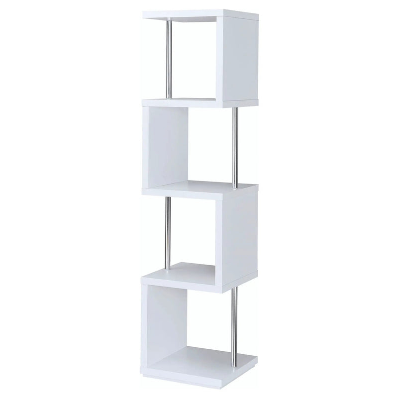 Baxter 67-inch 4-shelf Bookshelf White and Chrome by Unique Piece Furniture