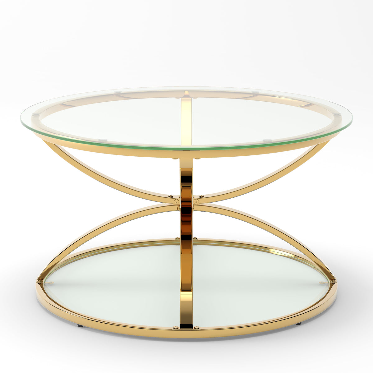 31.50'' Modern Glass Coffee Table with 2 Tiers, photo 6 of 10