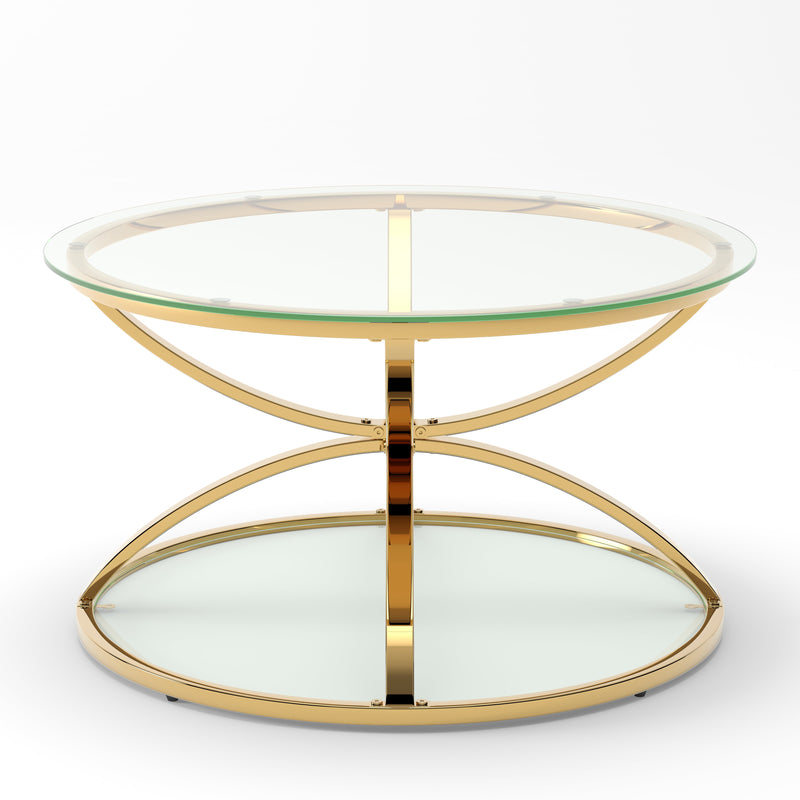 31.50'' Modern Glass Coffee Table with 2 Tiers, photo 6 of 10