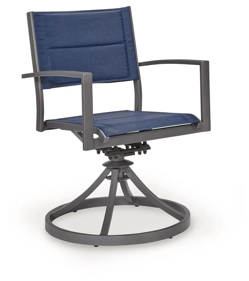 Rocky Creek - Sling Swivel Chair (Set of 2) - Blue / Gray by Unique Piece Furniture