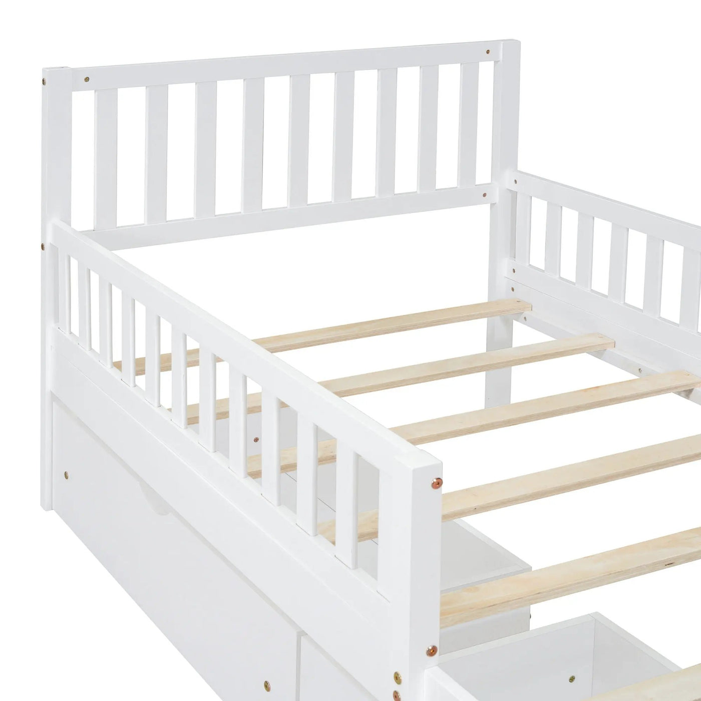 Platform Bed With Guardrails On Both Sides And 2 Storage Drawers by HouseOfZazla