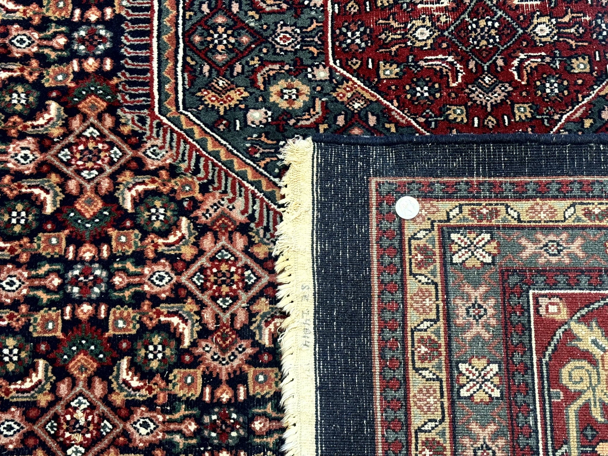 Indo Persian Bidjar Rug 9x12 Wool Handmade Carpet Dark Blue by Jewel Rugs