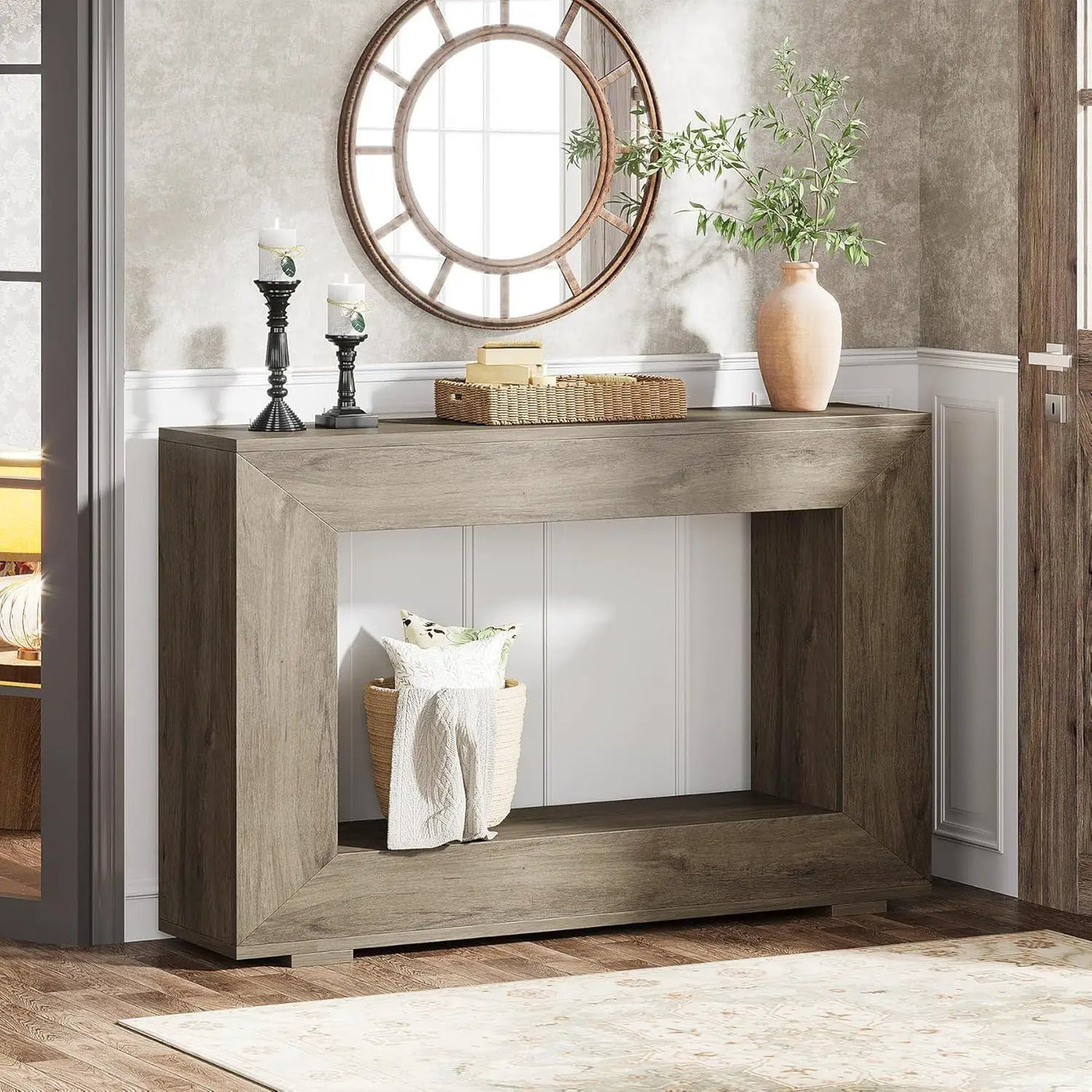 Narrow Entryway Storage Console Table With Open Shelf by HouseOfZazla