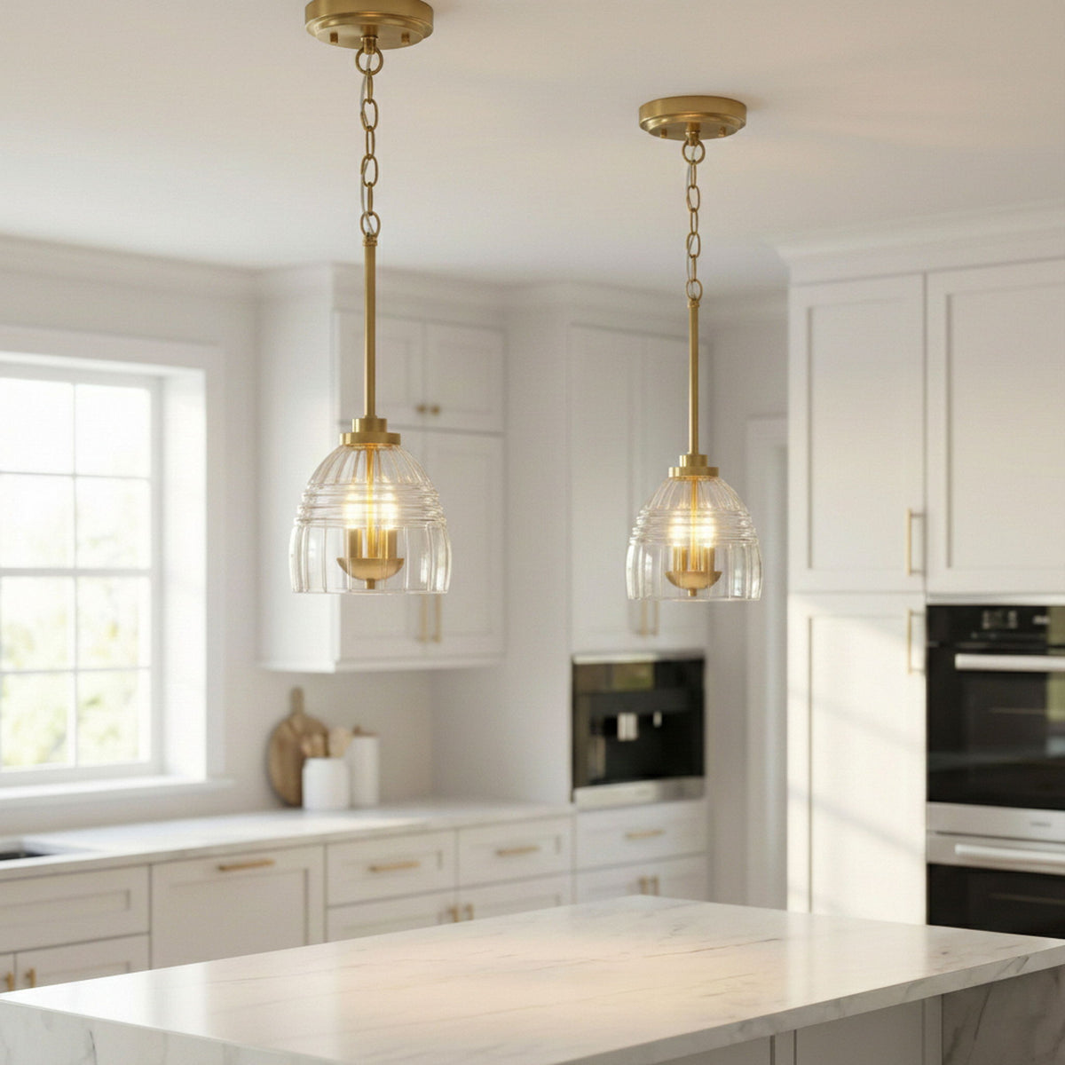 Ember - 3 Candle Lights Chain Pendant - Clear / Gold, photo 3 of 9