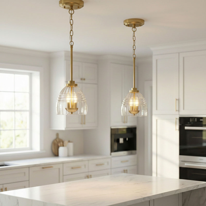 Ember - 3 Candle Lights Chain Pendant - Clear / Gold, photo 3 of 9