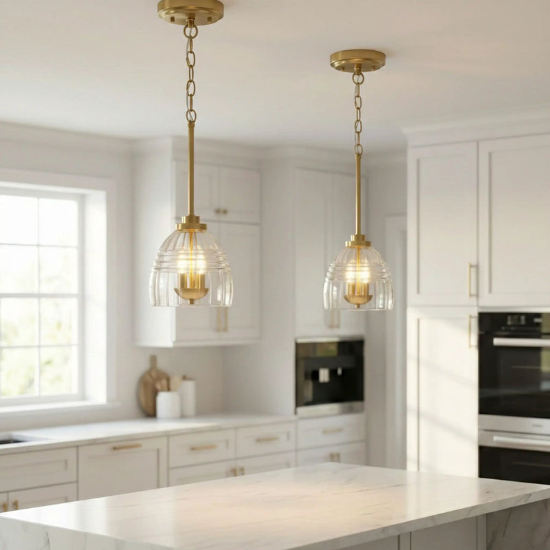Ember - 3 Candle Lights Chain Pendant - Clear / Gold by HouseOfZazla