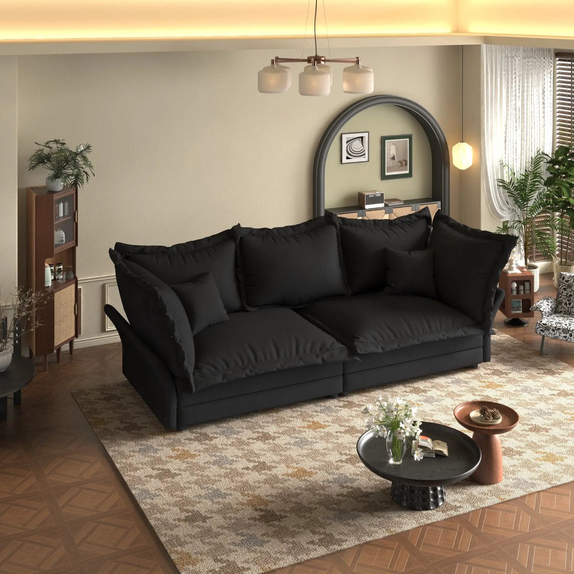 Modern Comfy Upholstered Sofa Cloud Couch, Deep Seat Couches With Multiple Large Soft Pillows by HouseOfZazla