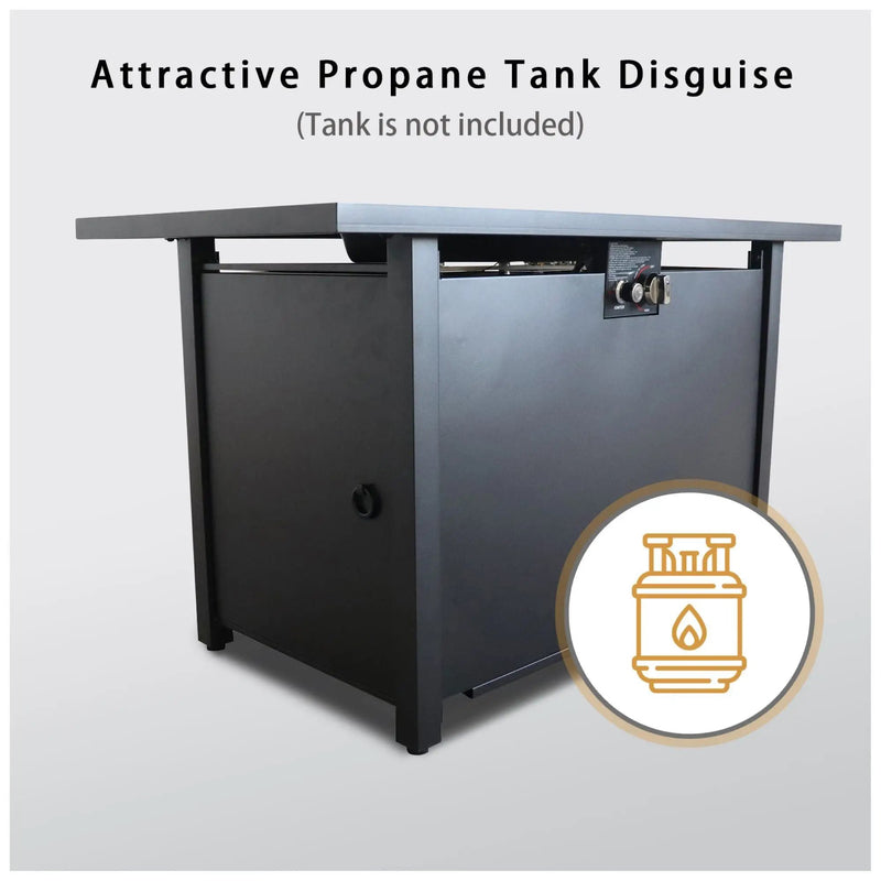 Outdoor Fire Pit Table With Lid - Black - Steel by Unique Piece Furniture