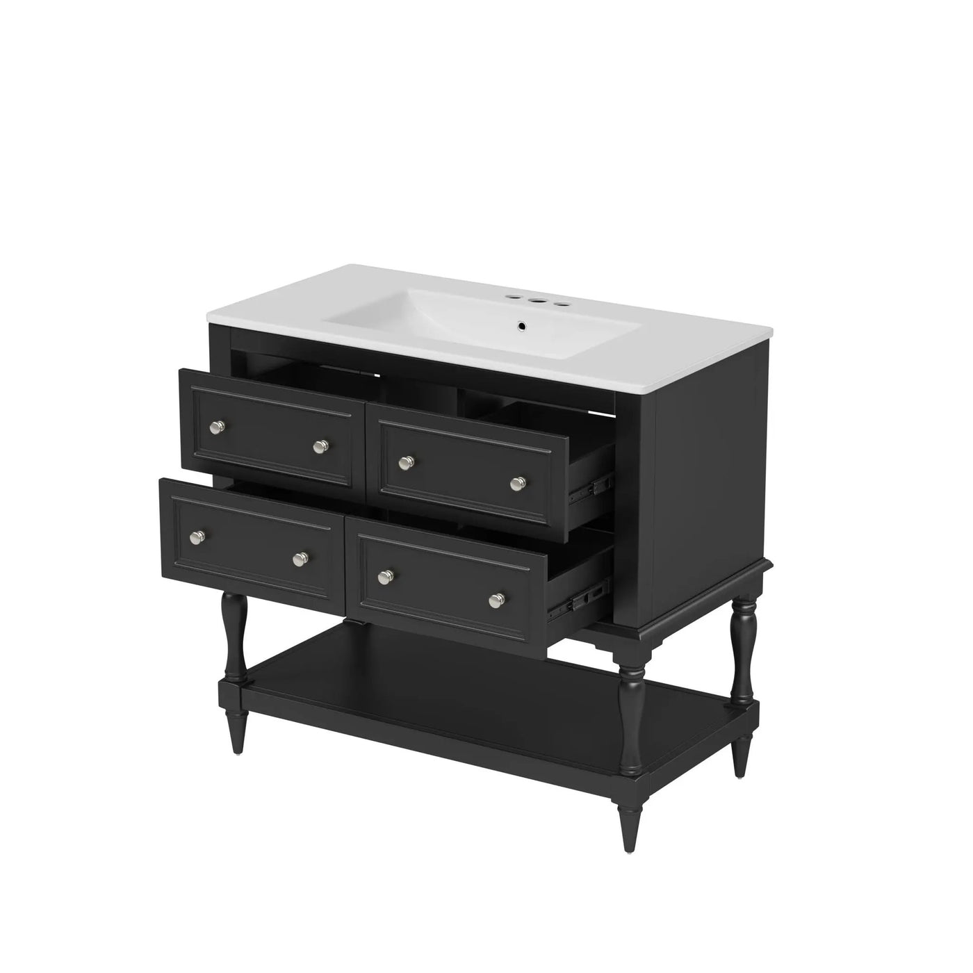 Bathroom Vanity With Medicine Cabinet, Storage Cabinet With 4 Drawers, Adjustable Shelf Mirror by HouseOfZazla