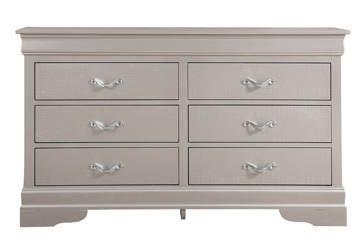 Lorana Dresser with Faux Crystal Drawer Pulls - Gray or Pearl Silver, photo 3 of 13