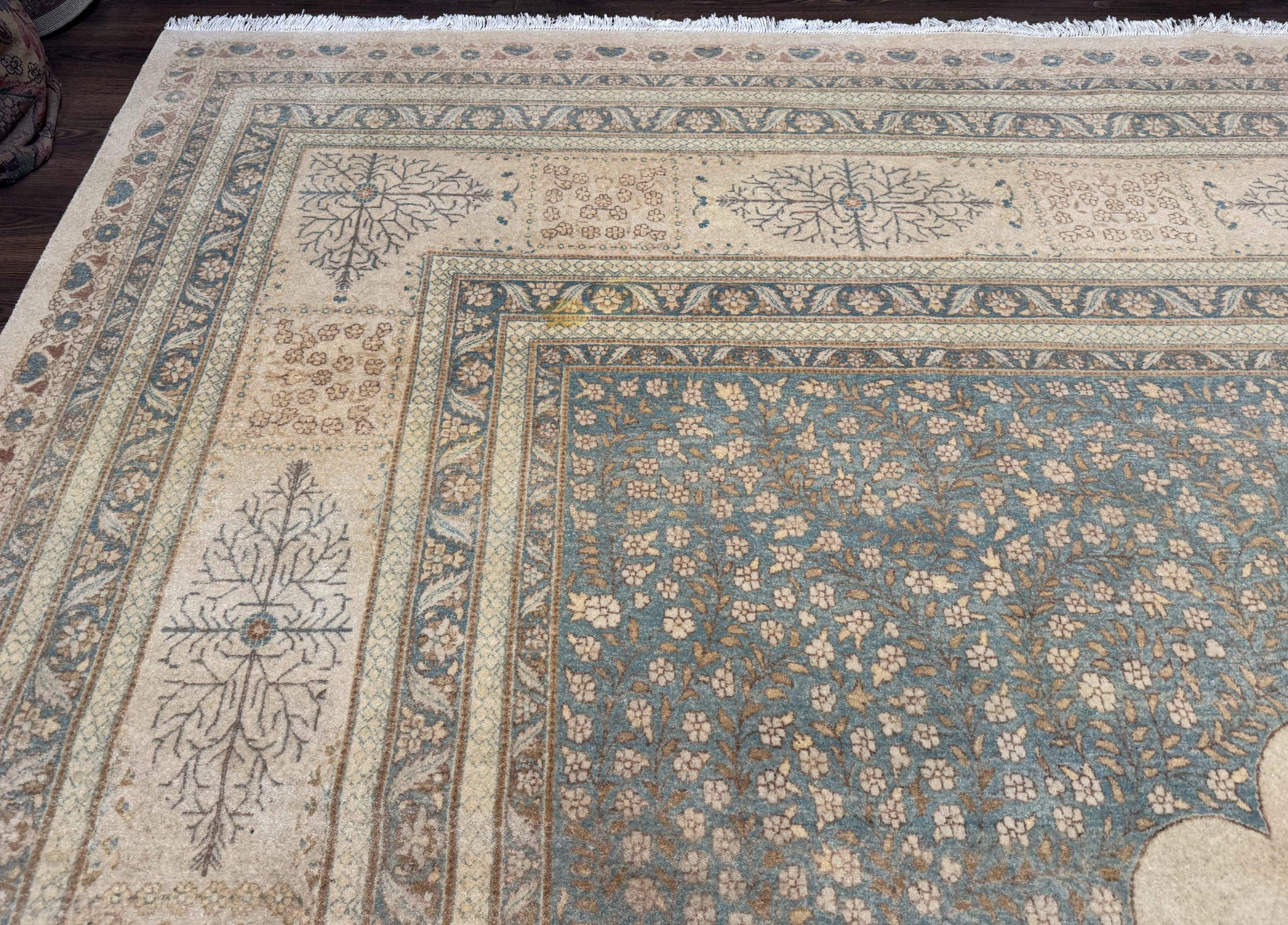Palace Size Pak Persian Rug 12x18, Haji Jalili Design, Pakistani Carpet, Oat and Light Blue, Fine 260 KPSI by Jewel Rugs