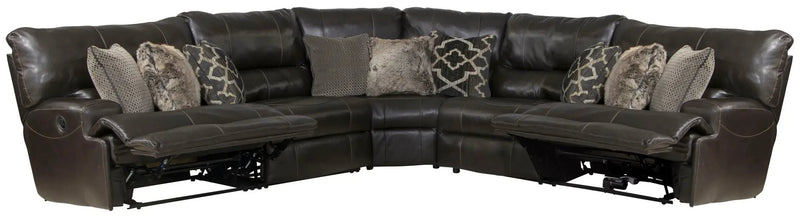 Como - 5 Piece Italian Leather Match Reclining Sectional by Unique Piece Furniture