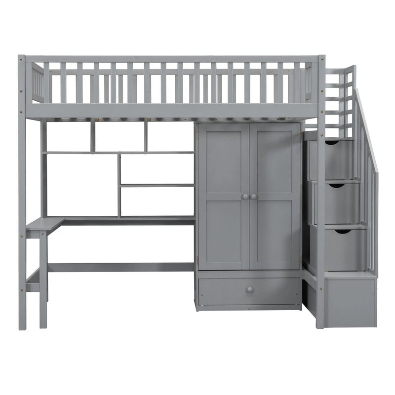 Loft Bed With Bookshelf, Drawers, Desk, And Wardrobe by HouseOfZazla