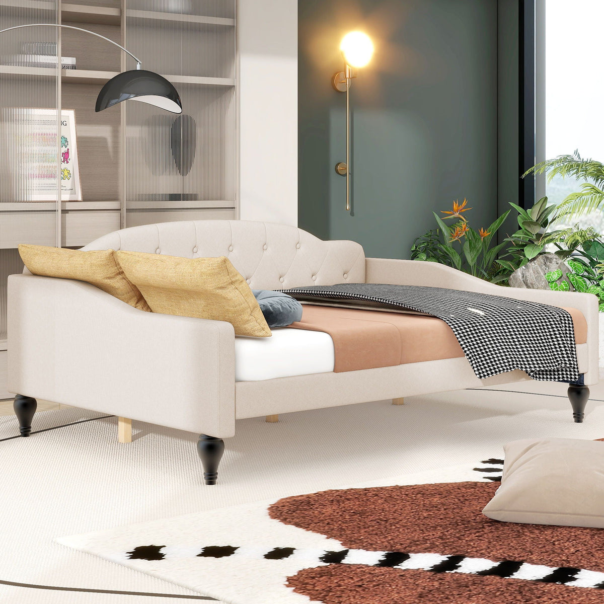 Upholstered Tufted Daybed with Storage Options - Beige, photo 9 of 40