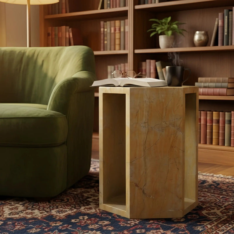 Modern Minimalist Hexagon Side Table by Unique Piece Furniture