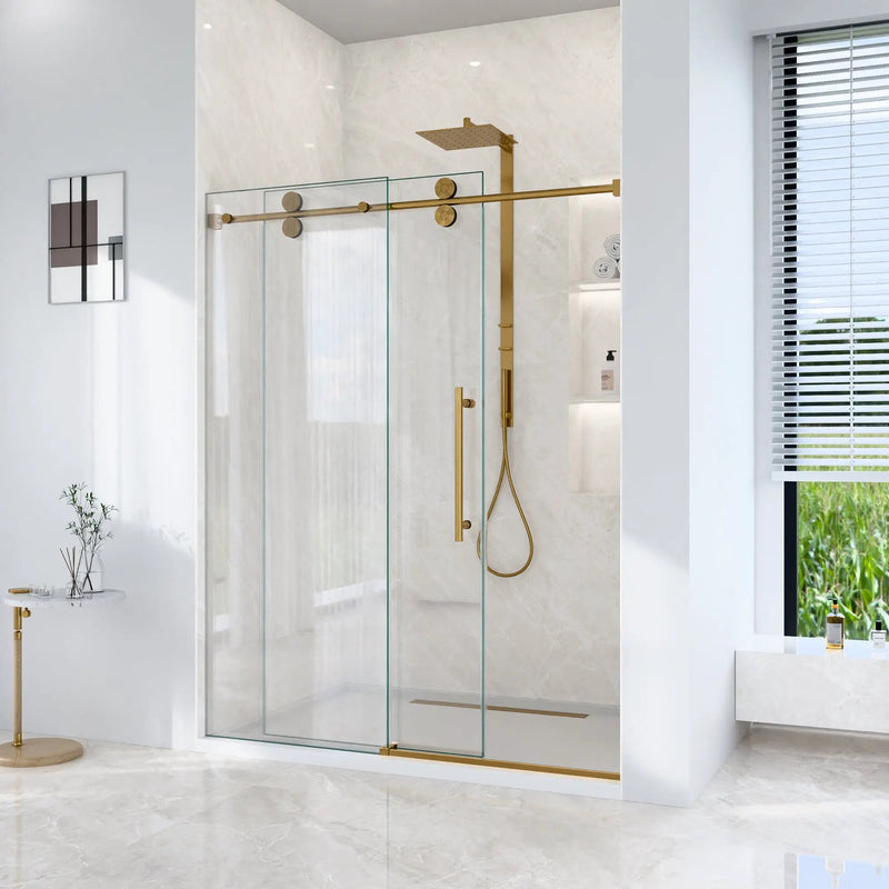 56"-60"W x 72"H Frameless Single Sliding Shower Door by HouseOfZazla
