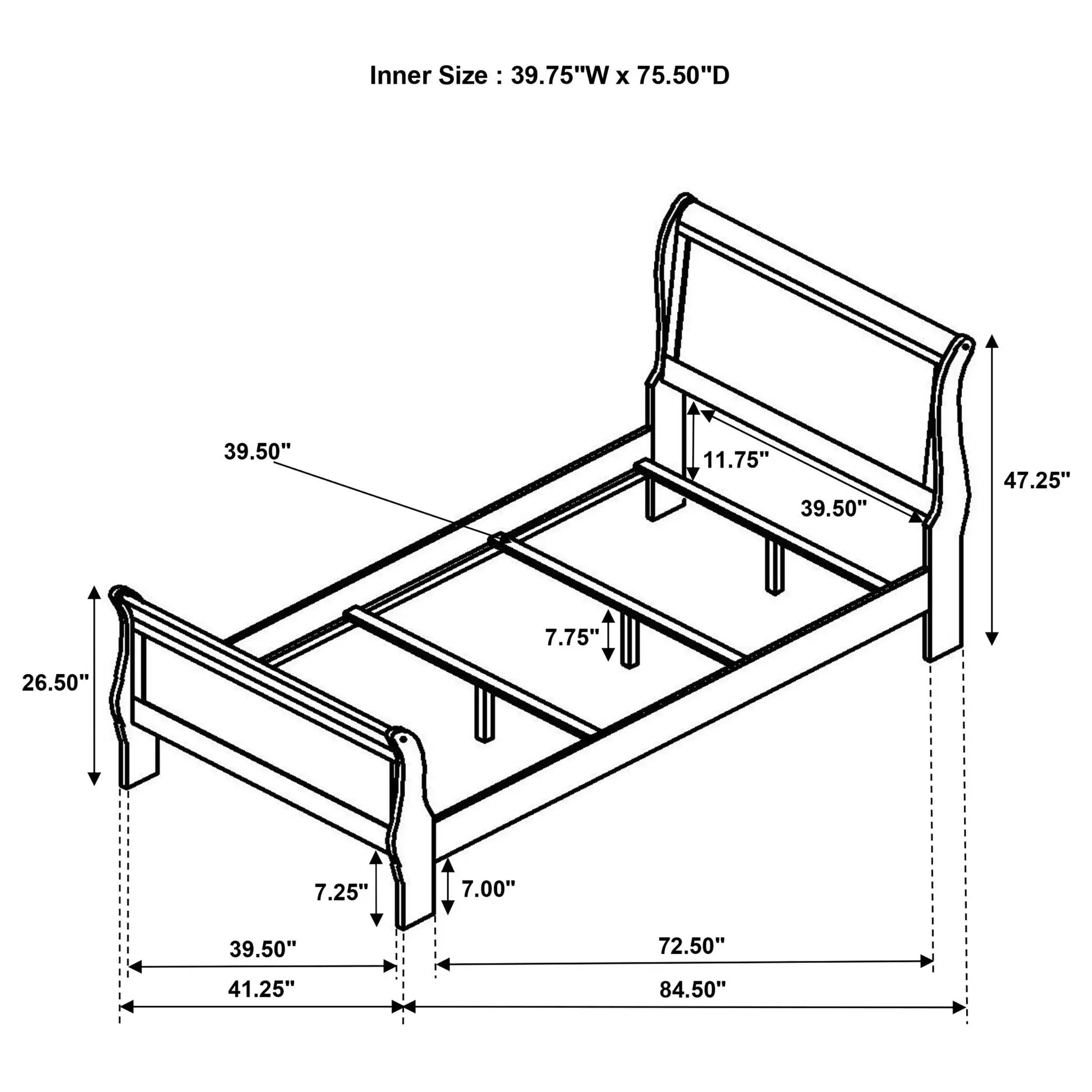 Louis Philippe 47-inch Twin Sleigh Panel Bed White by Unique Piece Furniture