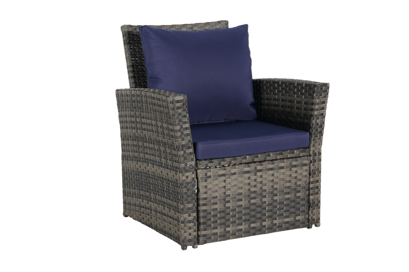 4 Pieces Outdoor Patio Furniture Set with Rattan Chairs and Tempered Glass Table by HouseOfZazla