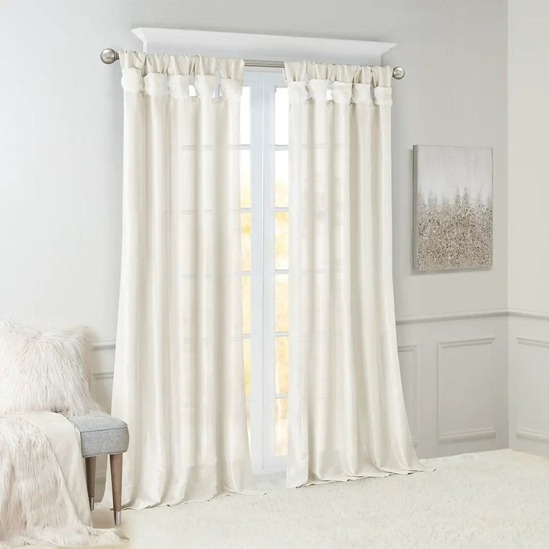 Twist Tab Lined Window Curtain Panel White 50x84 by HouseOfZazla