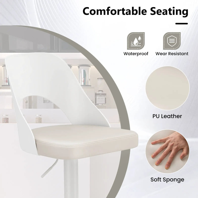 Bar Stools Set of 2 with Enlarged PU Leather Seat and Footrest by DirectDeals