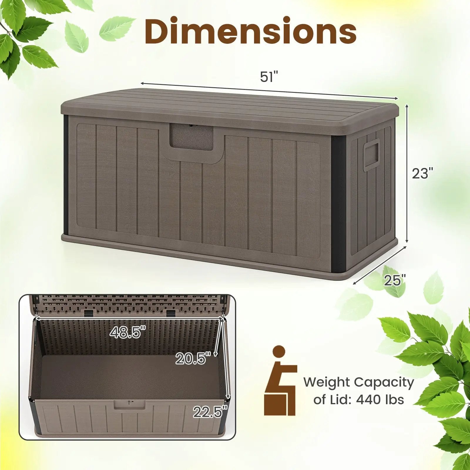 100 Gallon Large Deck Box with Lockable Lid for Patio by DirectDeals