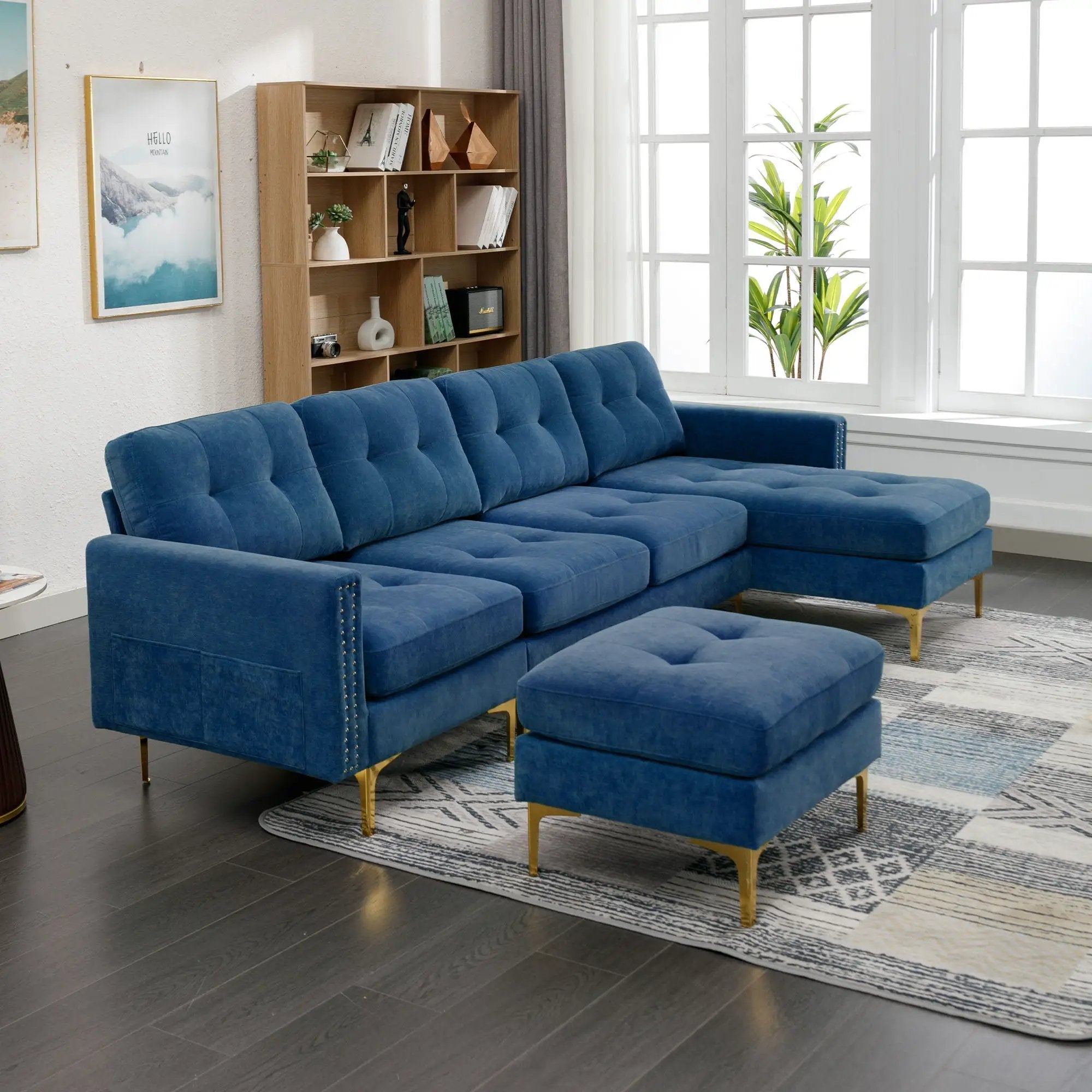 Modern L - Shape Convertible Sectional Sofa With Movable Ottoman by HouseOfZazla
