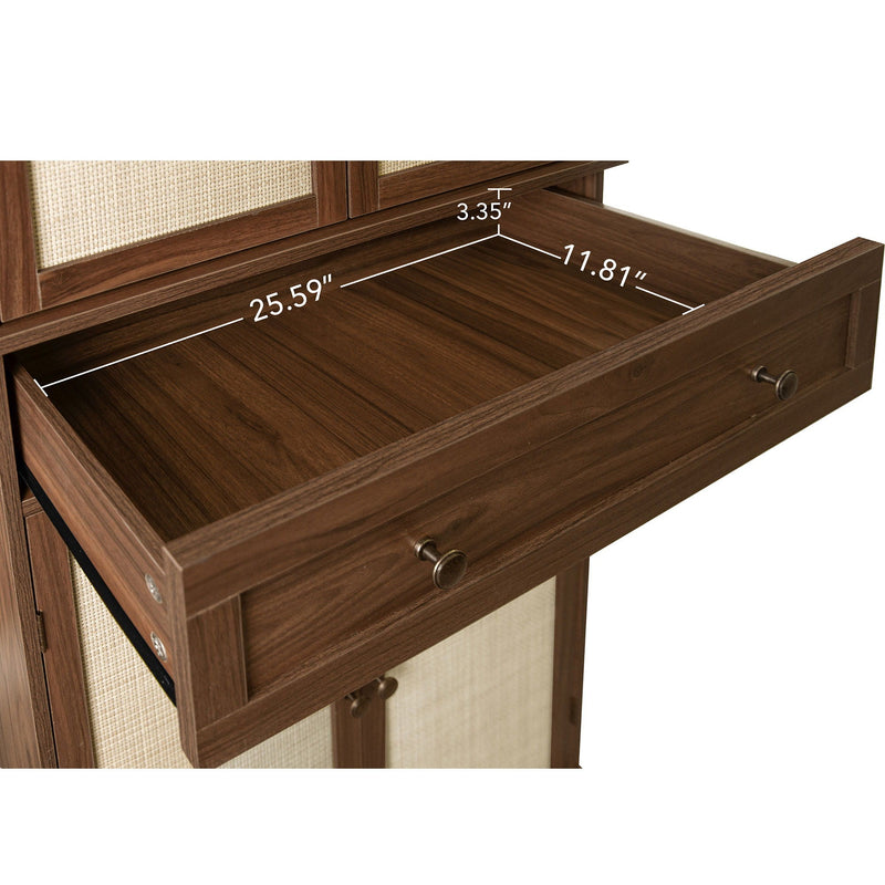 4 Door Storage Cabinet with Adjustable Shelves - Light Brown, photo 4 of 16