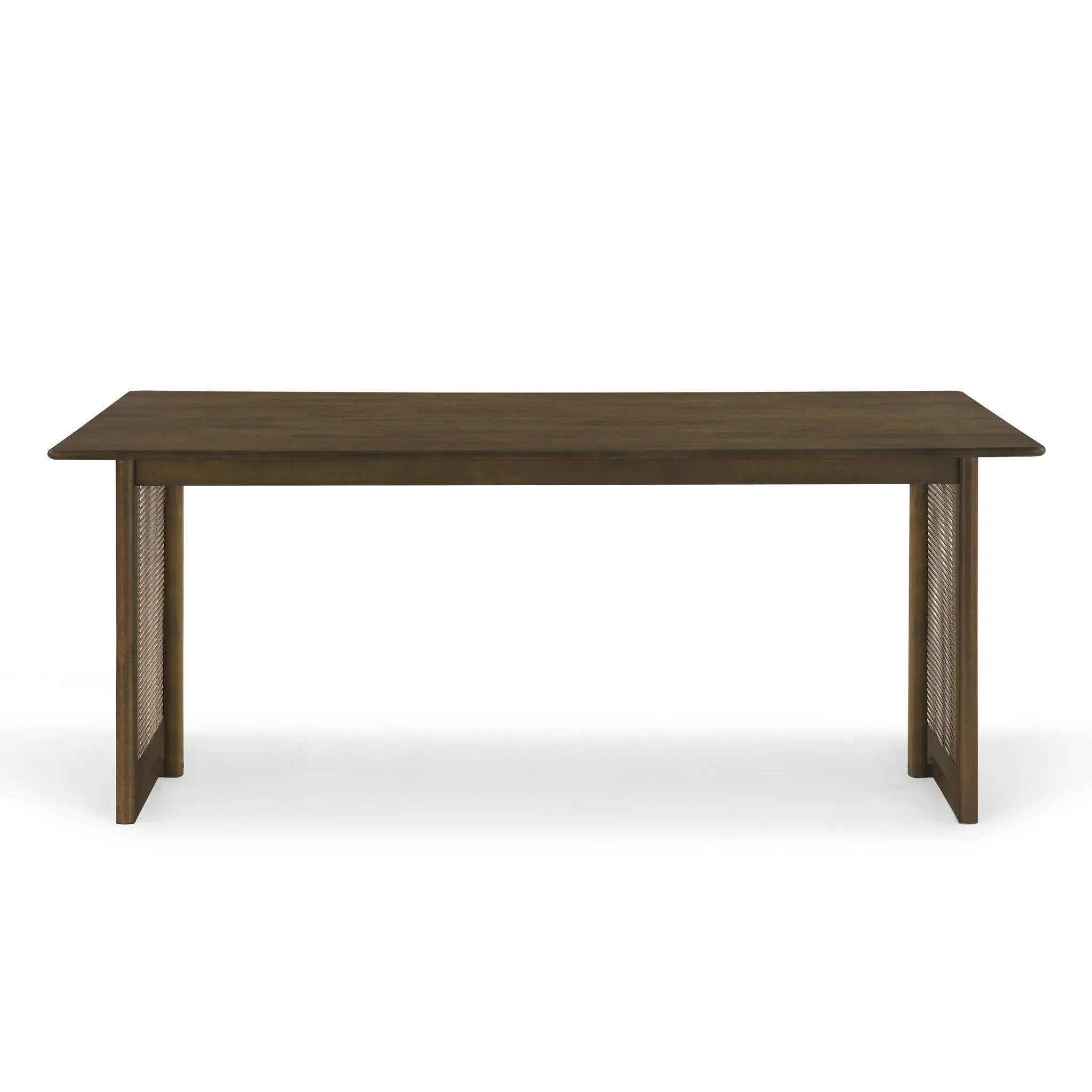 Walnut-Colored Rubber Wood Dining Set with Plastic Rattan by HouseOfZazla