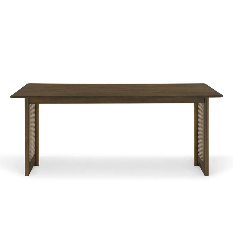 Walnut-Colored Rubber Wood Dining Set with Plastic Rattan by HouseOfZazla