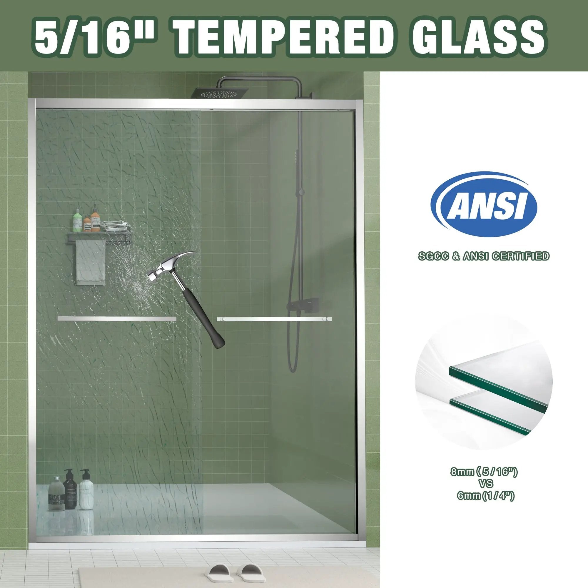Aluminum Frame Double Sliding Shower Door (56-60"x70") by HouseOfZazla